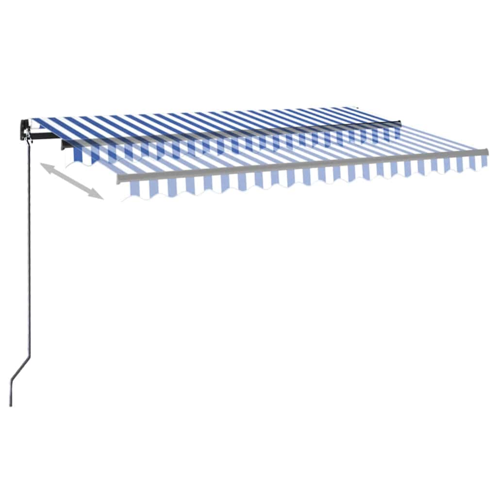 Luifel automatisch met LED en windsensor 450x300 cm blauw wit is nu te koop bij PeponiXL, paradijselijk wonen!