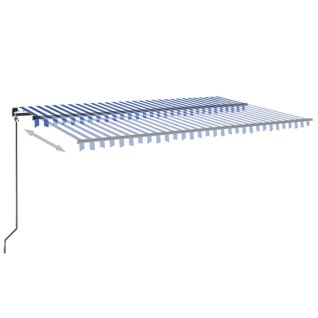 Luifel handmatig uittrekbaar met LED 500x300 cm blauw en wit is nu te koop bij PeponiXL, paradijselijk wonen!