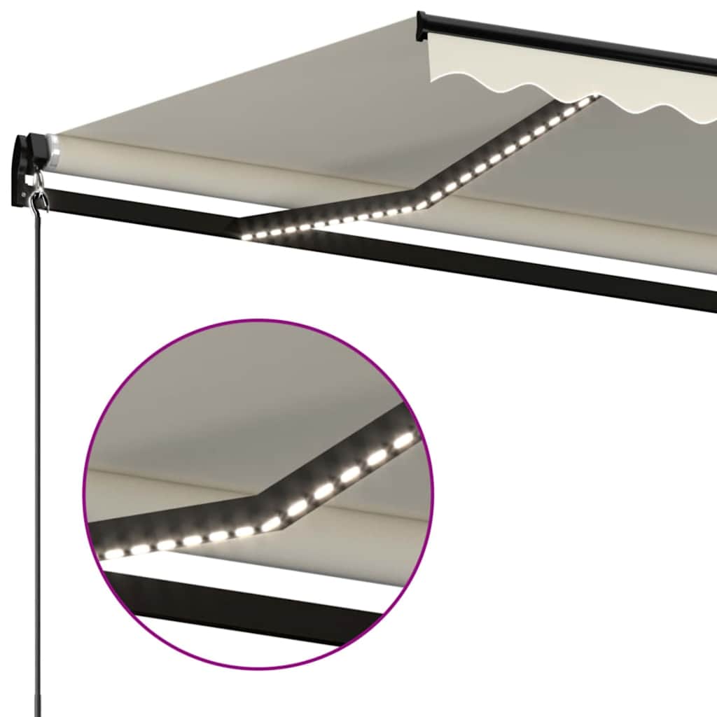 Luifel handmatig uittrekbaar met LED 500x300 cm crèmekleurig is nu te koop bij PeponiXL, paradijselijk wonen!