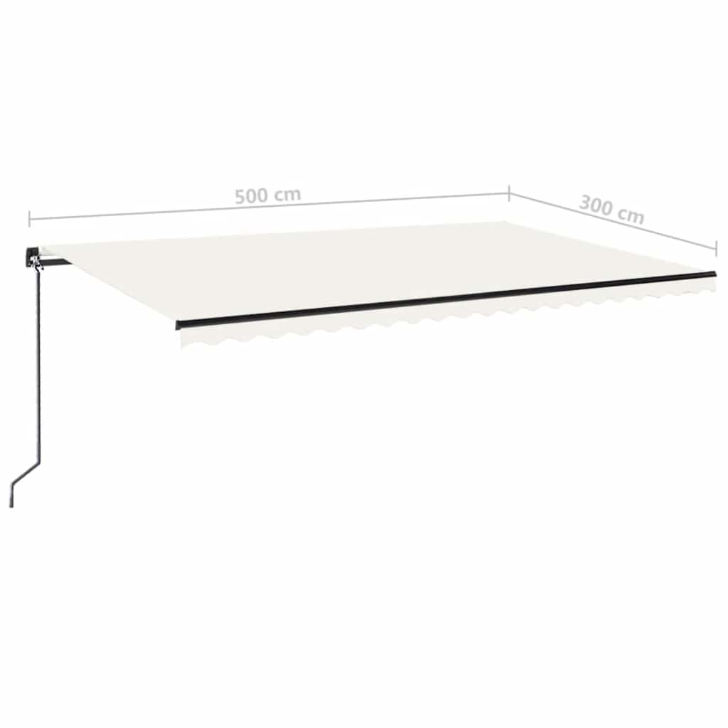 Luifel handmatig uittrekbaar met LED 500x300 cm crèmekleurig is nu te koop bij PeponiXL, paradijselijk wonen!
