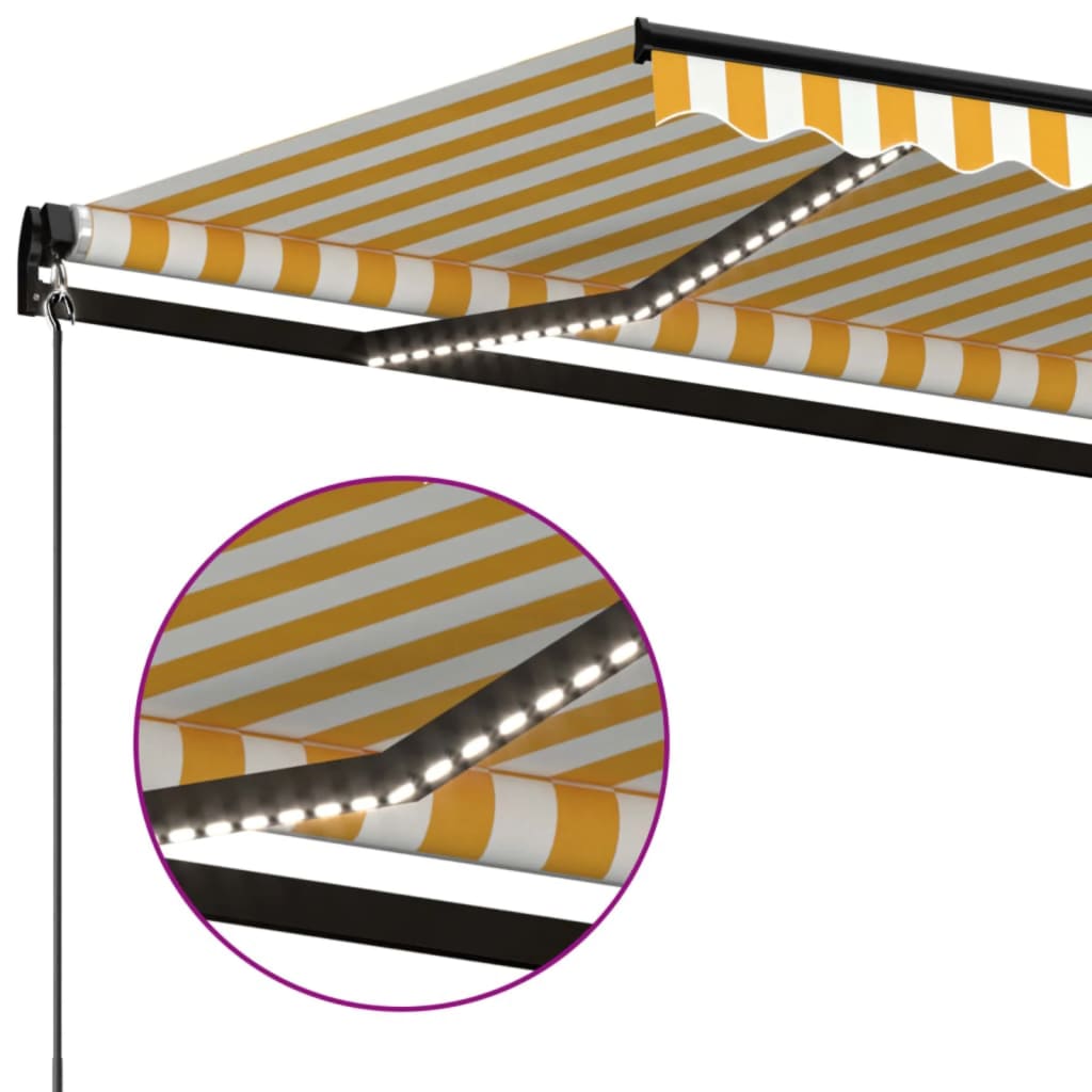 Luifel handmatig uittrekbaar met LED 500x300 cm geel en wit is nu te koop bij PeponiXL, paradijselijk wonen!