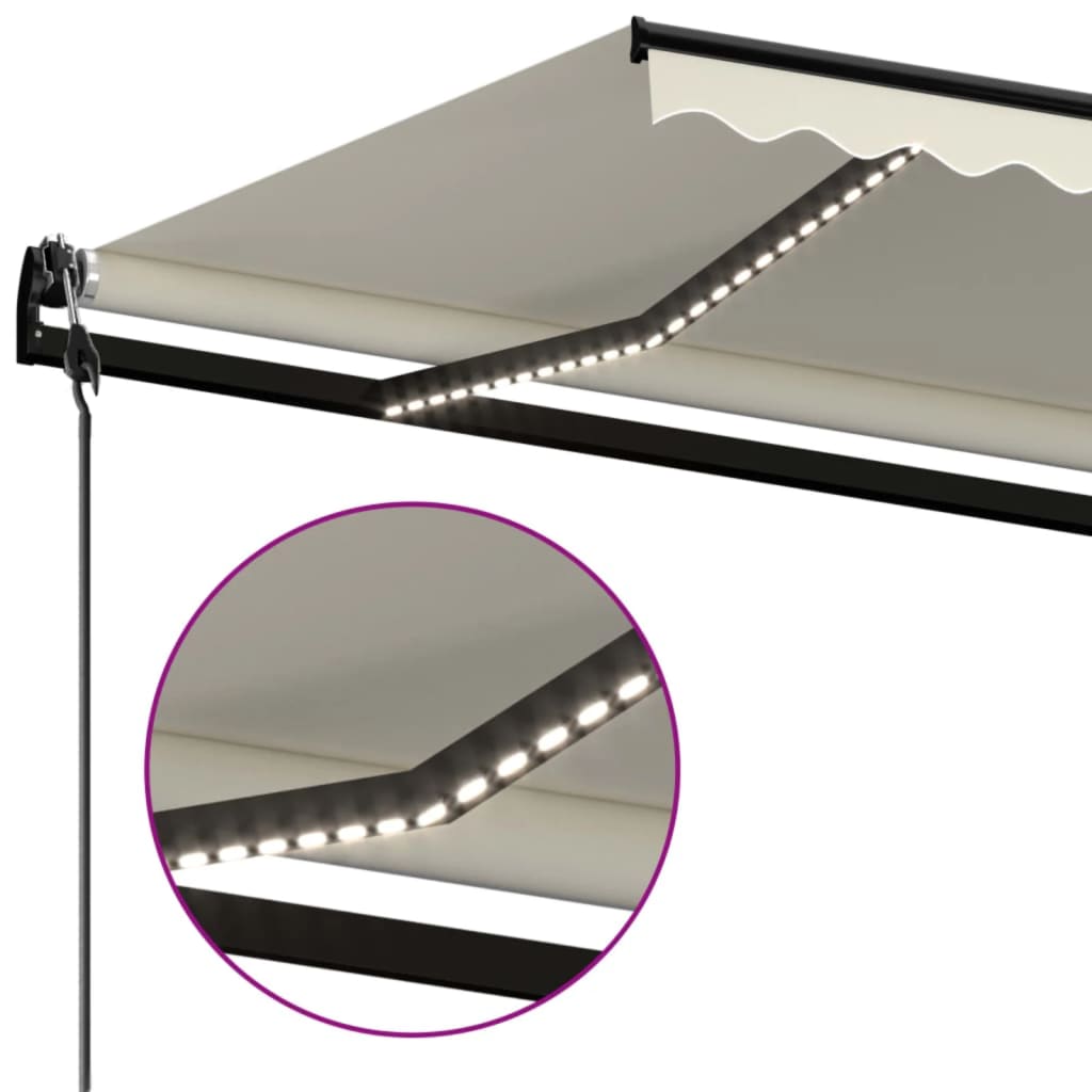 Luifel automatisch met LED en windsensor 500x300 cm crèmekleur is nu te koop bij PeponiXL, paradijselijk wonen!