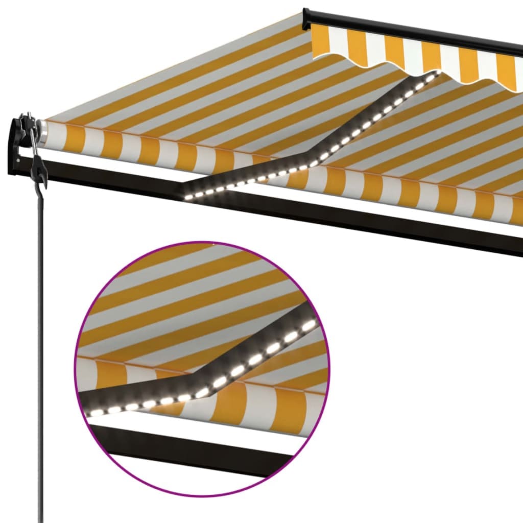 Luifel automatisch met LED en windsensor 500x300 cm geel en wit is nu te koop bij PeponiXL, paradijselijk wonen!