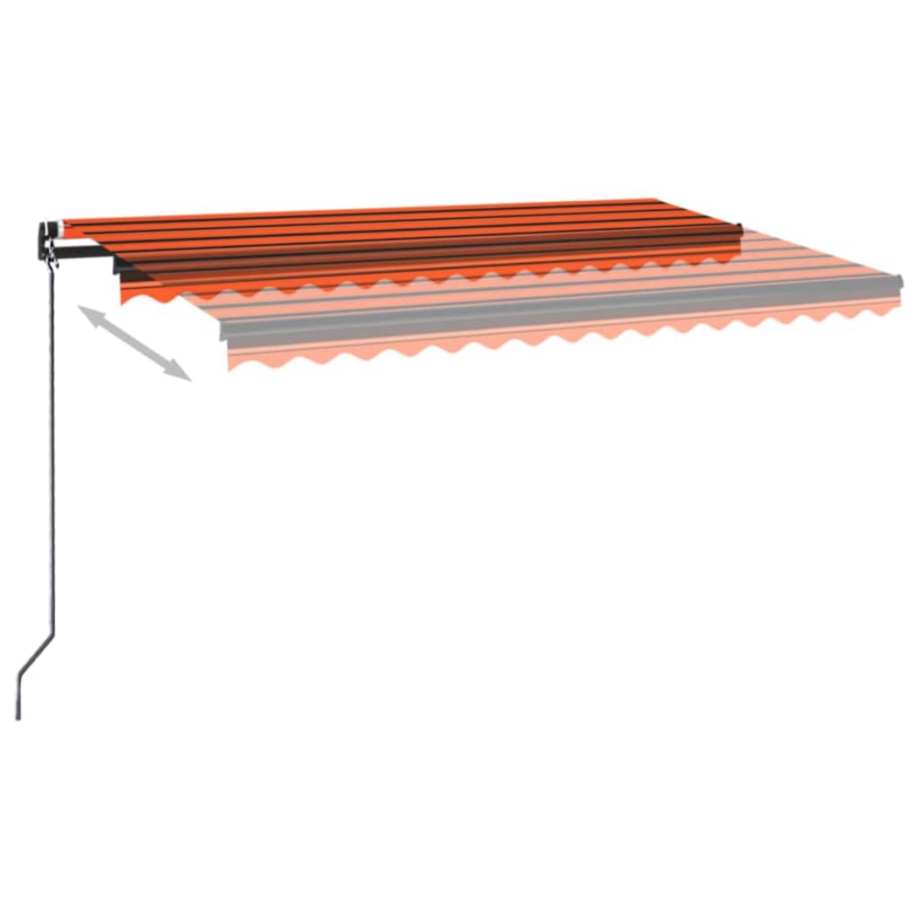 Luifel handmatig uittrekbaar met LED 400x350 cm oranje en bruin