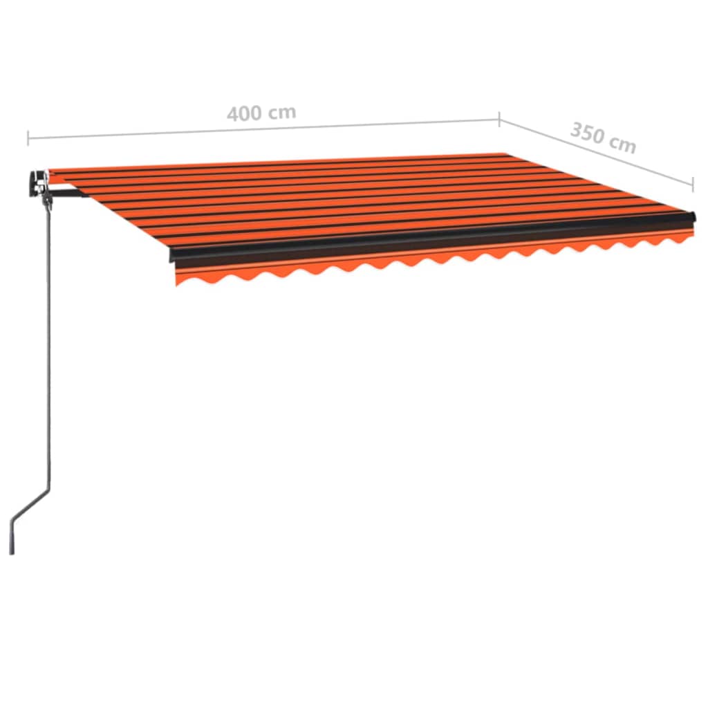 Luifel handmatig uittrekbaar met LED 400x350 cm oranje en bruin
