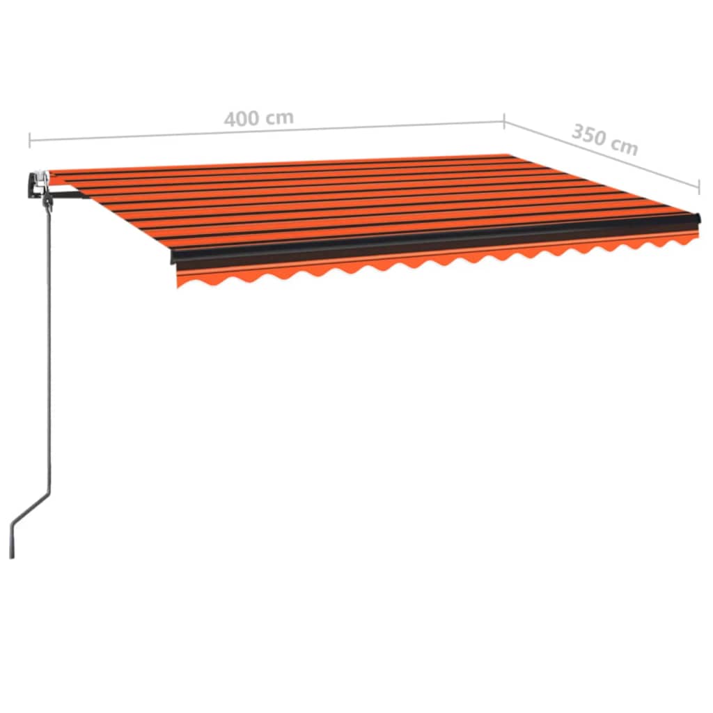 Luifel automatisch met LED windsensor 400x350 cm oranje bruin
