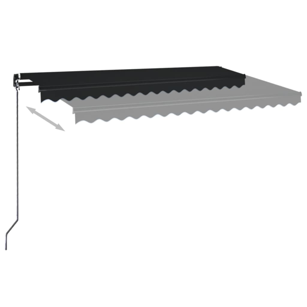 Luifel handmatig uittrekbaar met LED 450x350 cm antracietkleur is nu te koop bij PeponiXL, paradijselijk wonen!
