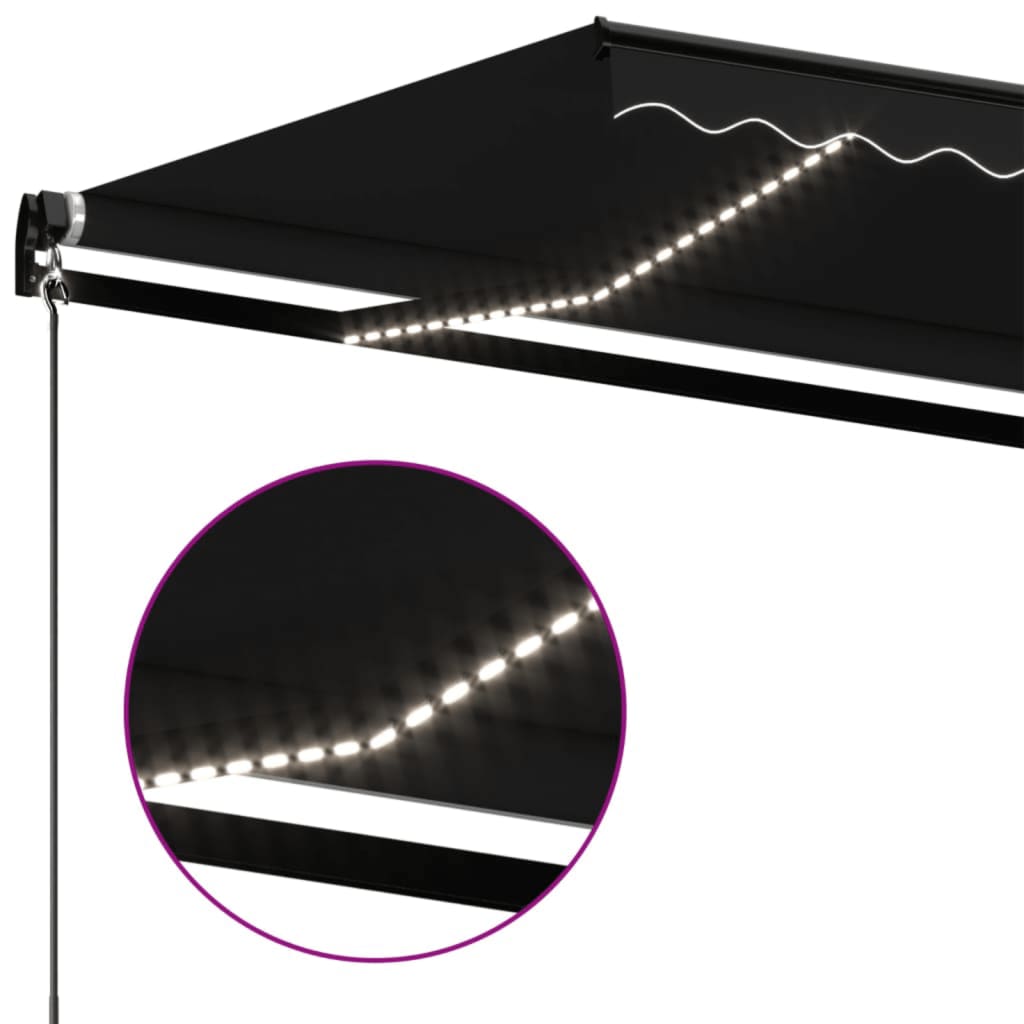 Luifel handmatig uittrekbaar met LED 450x350 cm antracietkleur is nu te koop bij PeponiXL, paradijselijk wonen!