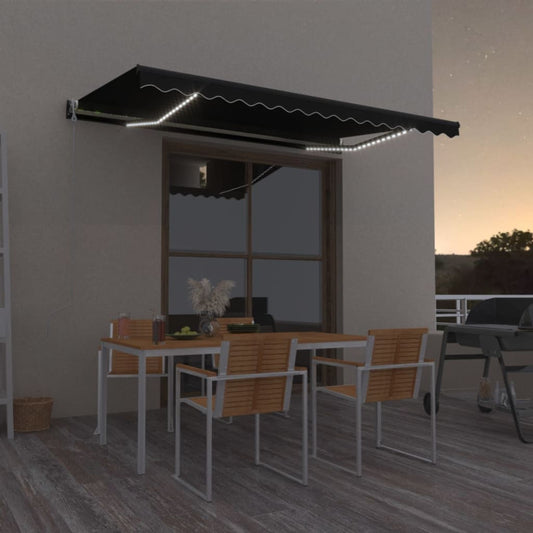 Luifel automatisch met LED en windsensor 450x350 cm antraciet is nu te koop bij PeponiXL, paradijselijk wonen!