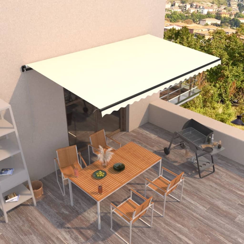 Luifel handmatig uittrekbaar 500x350 cm crèmekleurig is nu te koop bij PeponiXL, paradijselijk wonen!