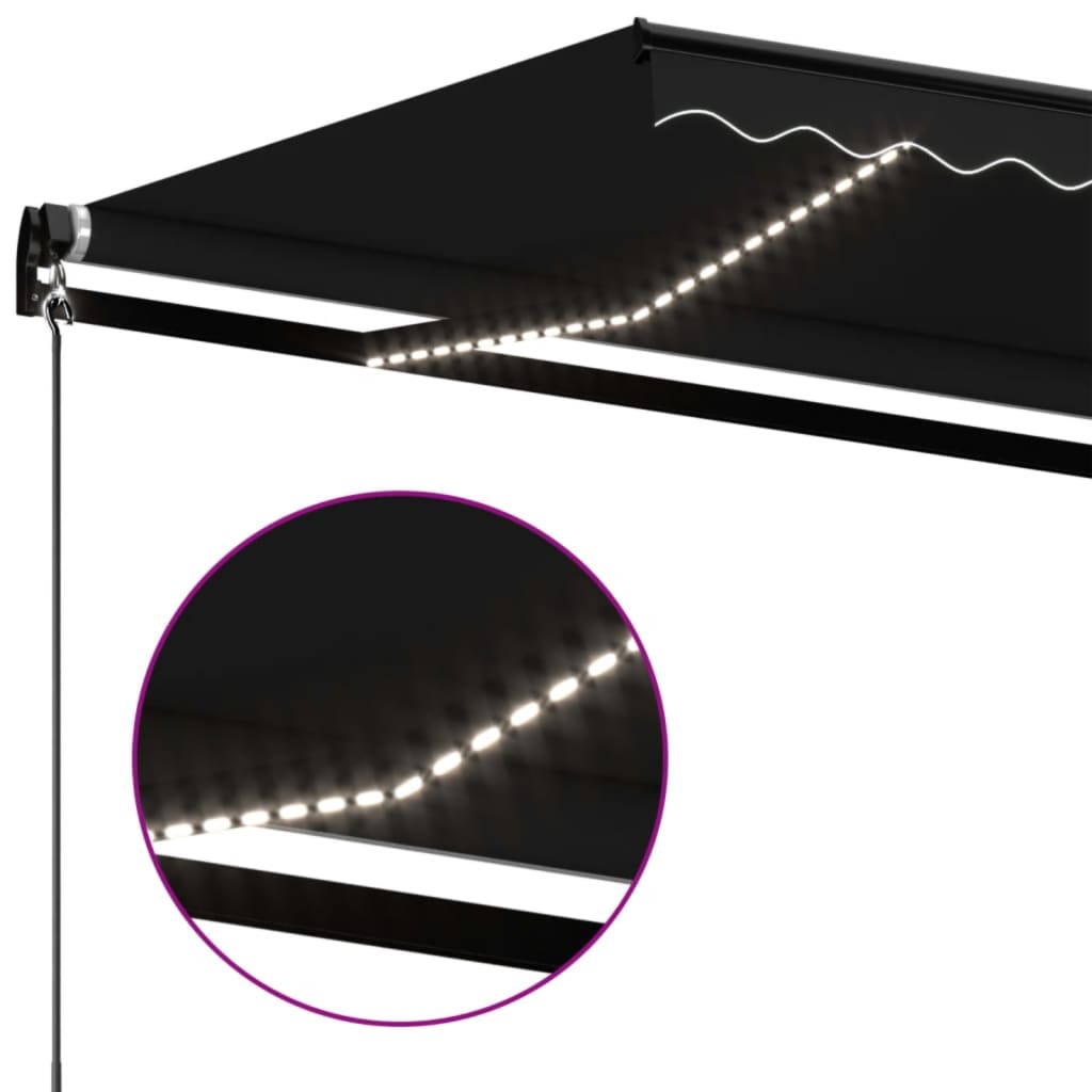Luifel handmatig uittrekbaar met LED 500x350 cm antracietkleur is nu te koop bij PeponiXL, paradijselijk wonen!