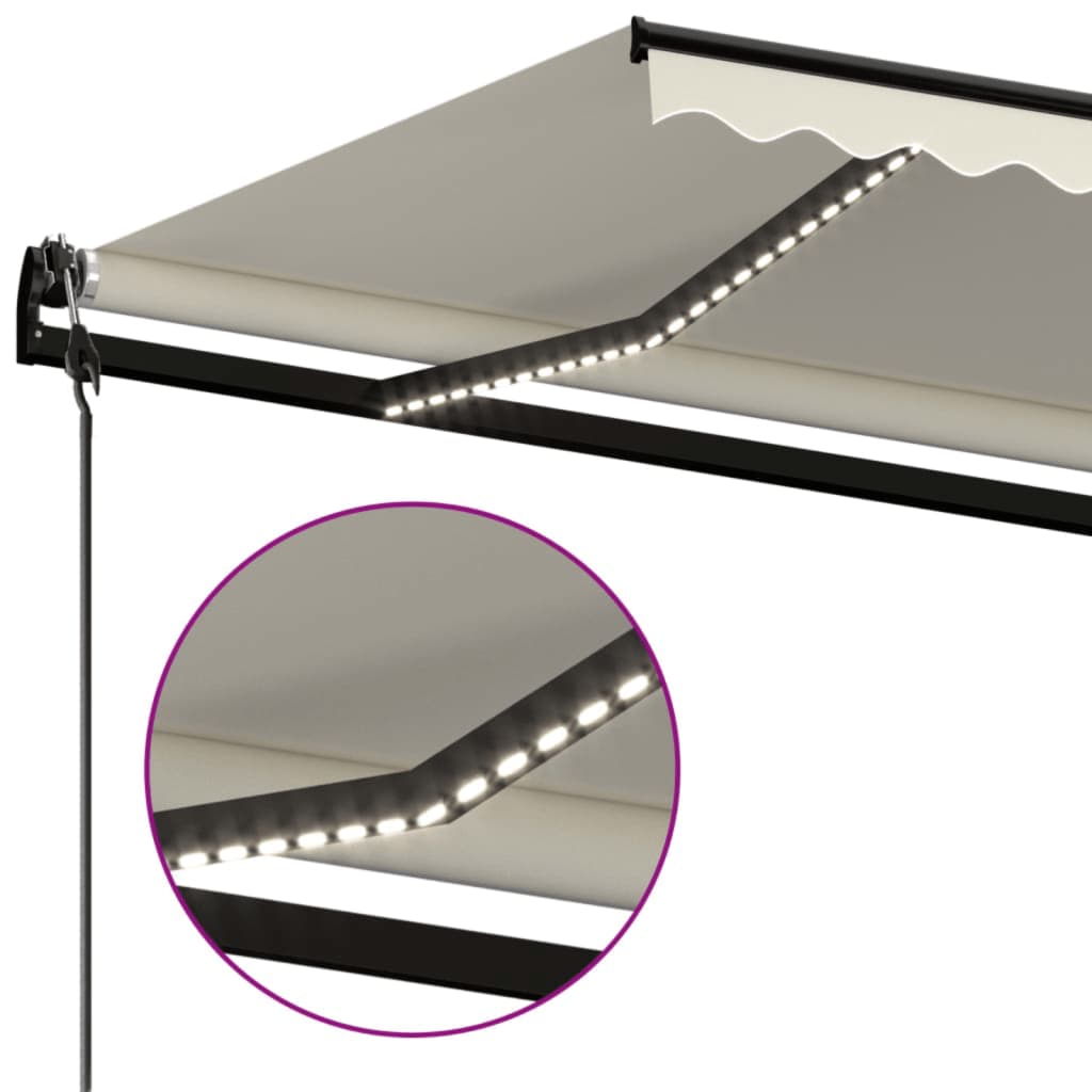 Luifel automatisch met LED en windsensor 500x350 cm crèmekleur is nu te koop bij PeponiXL, paradijselijk wonen!