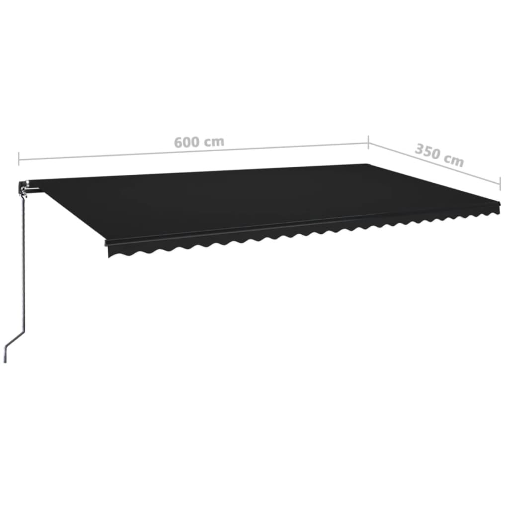 Luifel handmatig uittrekbaar met LED 600x350 cm antracietkleur is nu te koop bij PeponiXL, paradijselijk wonen!