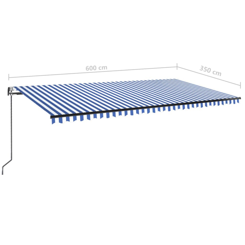 Luifel automatisch uittrekbaar 600x350 cm blauw en wit is nu te koop bij PeponiXL, paradijselijk wonen!