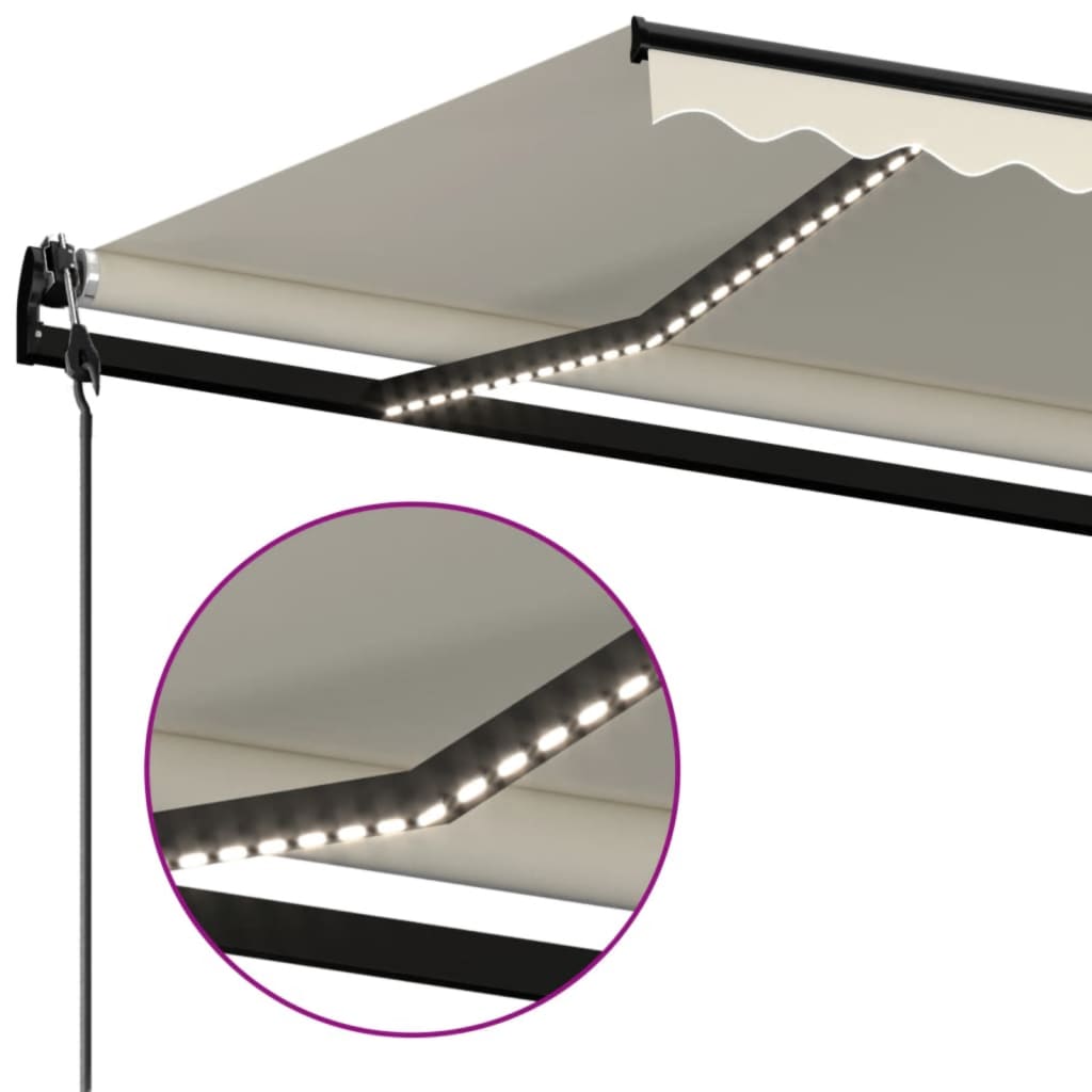 Luifel automatisch met LED en windsensor 600x350 cm crèmekleur is nu te koop bij PeponiXL, paradijselijk wonen!