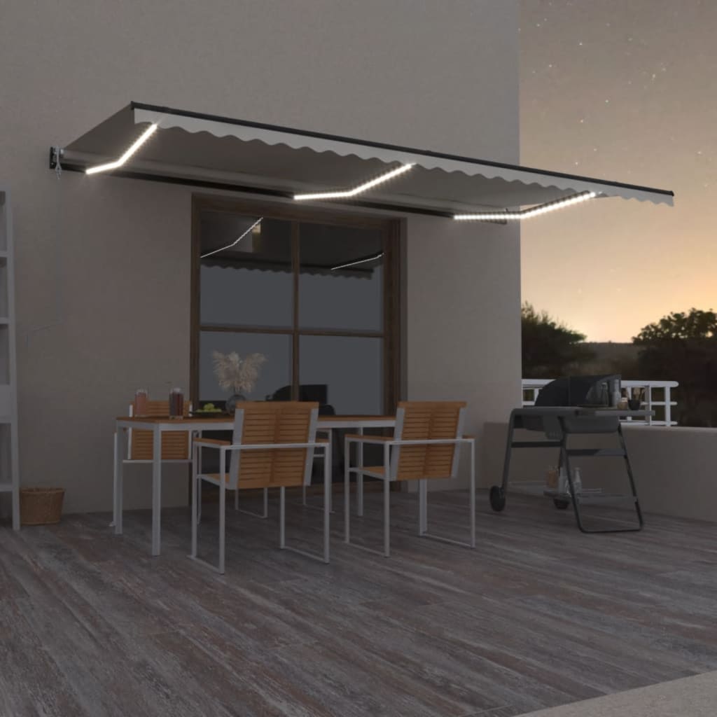 Luifel automatisch met LED en windsensor 600x350 cm crèmekleur is nu te koop bij PeponiXL, paradijselijk wonen!