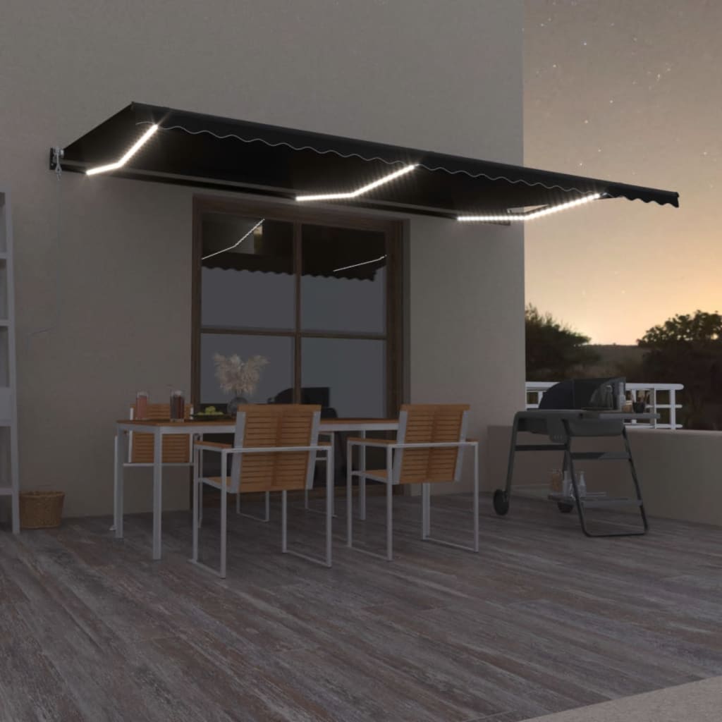 Luifel automatisch met LED en windsensor 600x350 cm antraciet is nu te koop bij PeponiXL, paradijselijk wonen!