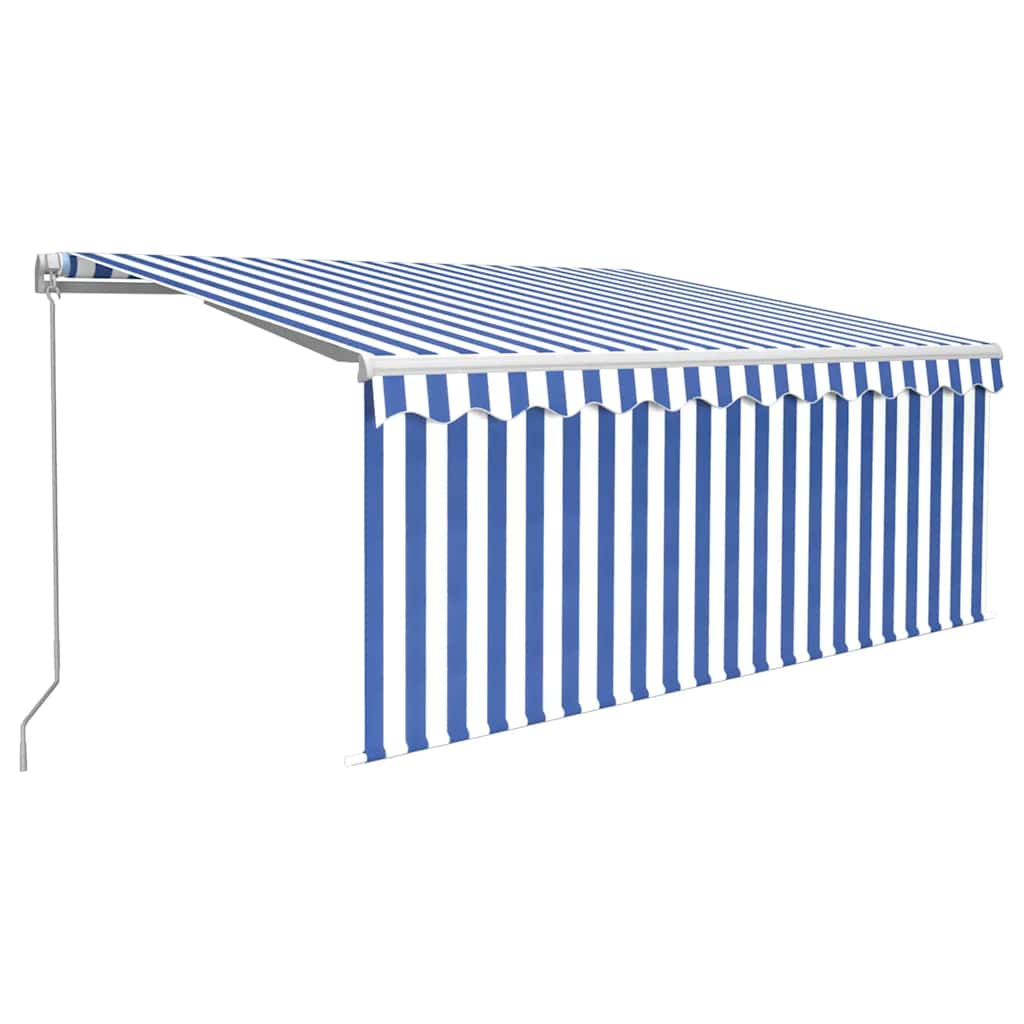 Luifel handmatig uittrekbaar met rolgordijn 3x2,5 m blauw wit is nu te koop bij PeponiXL, paradijselijk wonen!