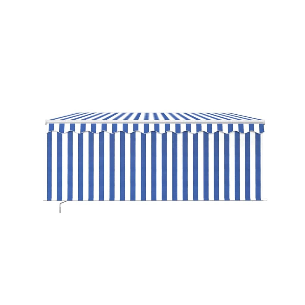 Luifel handmatig uittrekbaar met rolgordijn 3x2,5 m blauw wit is nu te koop bij PeponiXL, paradijselijk wonen!