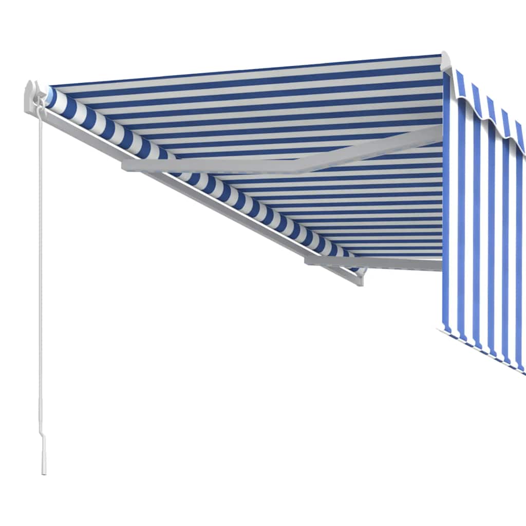 Luifel handmatig uittrekbaar met rolgordijn 3x2,5 m blauw wit is nu te koop bij PeponiXL, paradijselijk wonen!