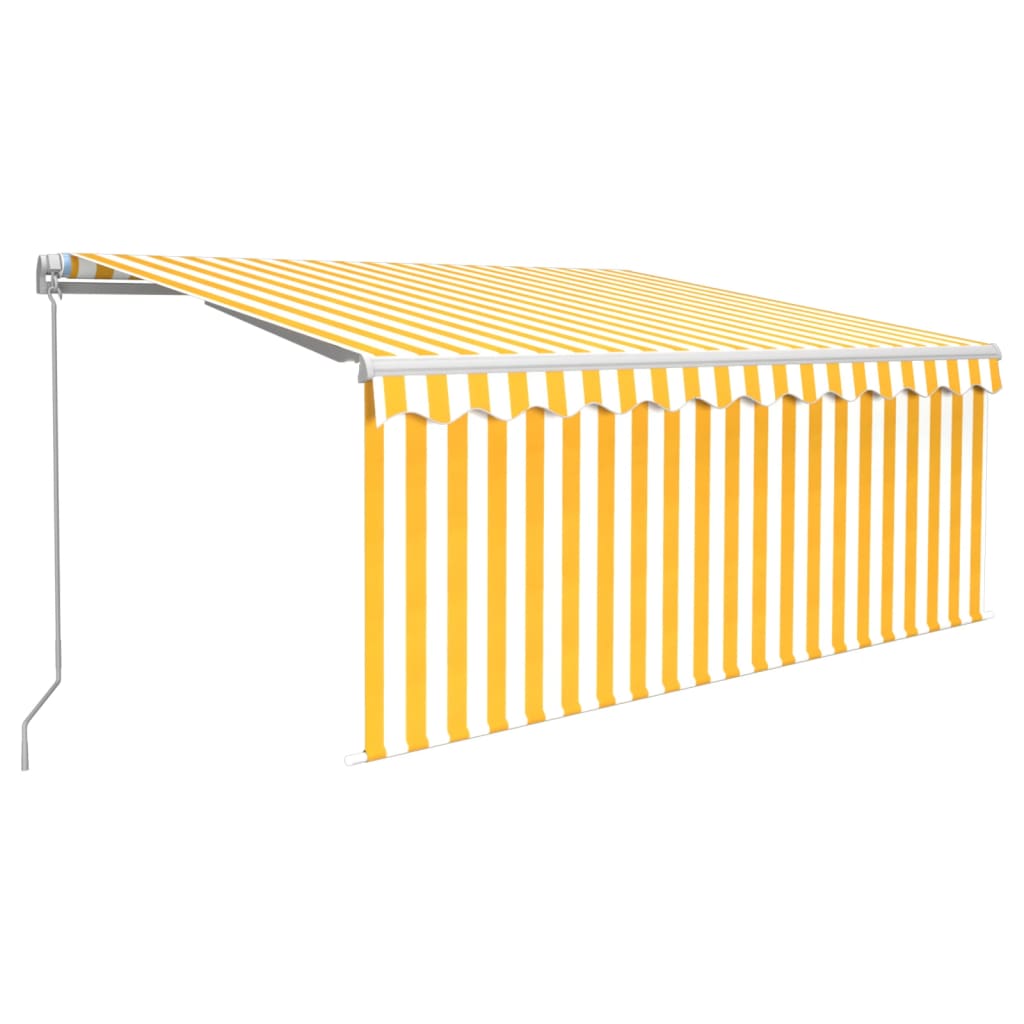 Luifel handmatig uittrekbaar met rolgordijn 3x2,5 m geel en wit is nu te koop bij PeponiXL, paradijselijk wonen!