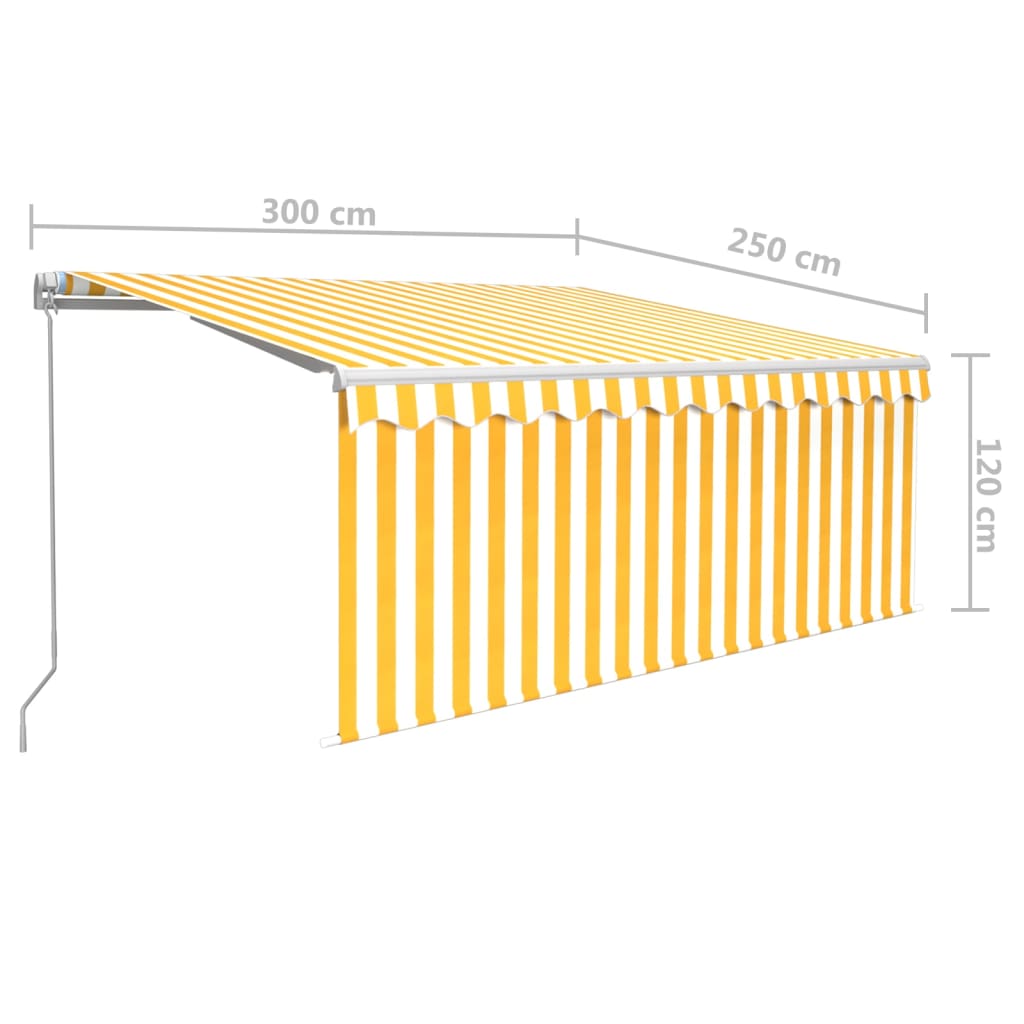 Luifel handmatig uittrekbaar met rolgordijn 3x2,5 m geel en wit is nu te koop bij PeponiXL, paradijselijk wonen!
