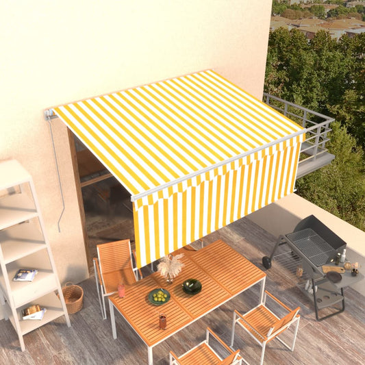 Luifel handmatig uittrekbaar met rolgordijn 3x2,5 m geel en wit is nu te koop bij PeponiXL, paradijselijk wonen!