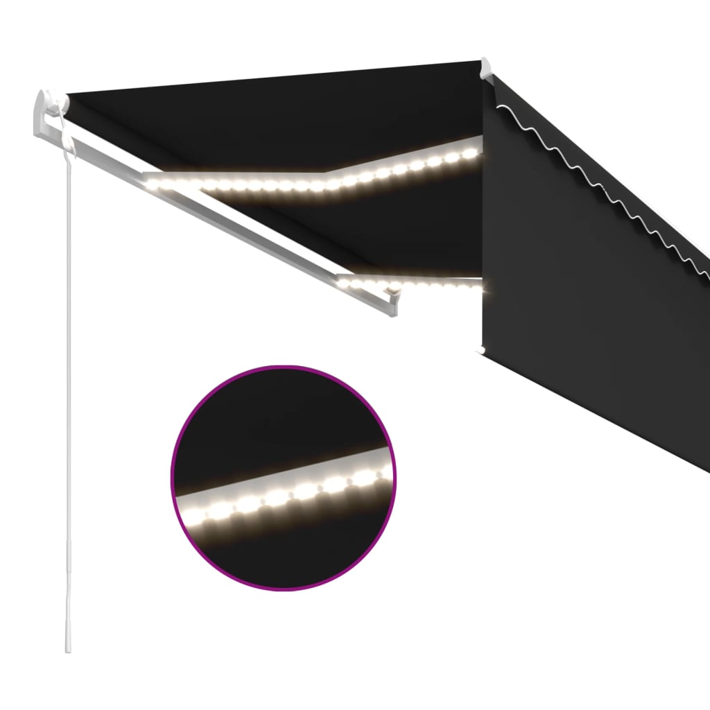 Luifel automatisch met gordijn LED windsensor 3x2,5 m antraciet is nu te koop bij PeponiXL, paradijselijk wonen!