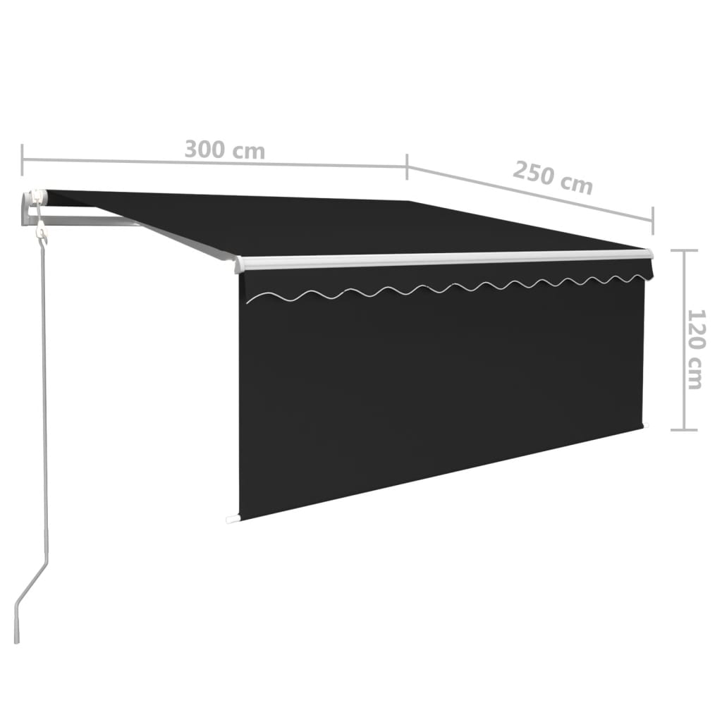 Luifel automatisch met gordijn LED windsensor 3x2,5 m antraciet is nu te koop bij PeponiXL, paradijselijk wonen!