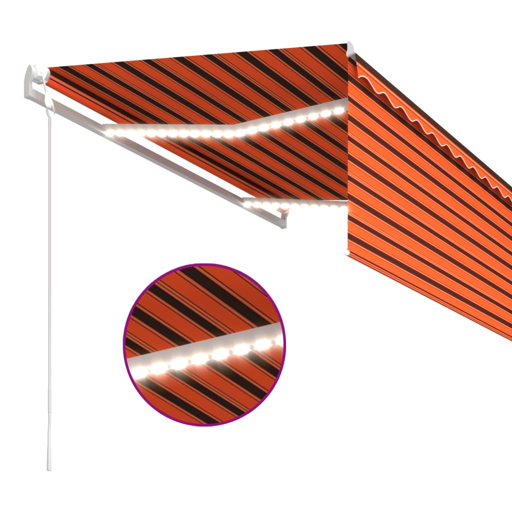 Luifel met rolgordijn, LED en windsensor 3x2,5 m oranje bruin is nu te koop bij PeponiXL, paradijselijk wonen!