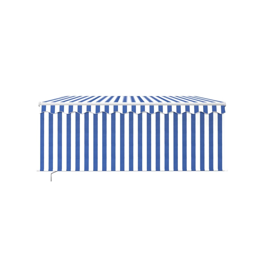 Luifel handmatig uittrekbaar met rolgordijn 3,5x2,5 m blauw wit is nu te koop bij PeponiXL, paradijselijk wonen!