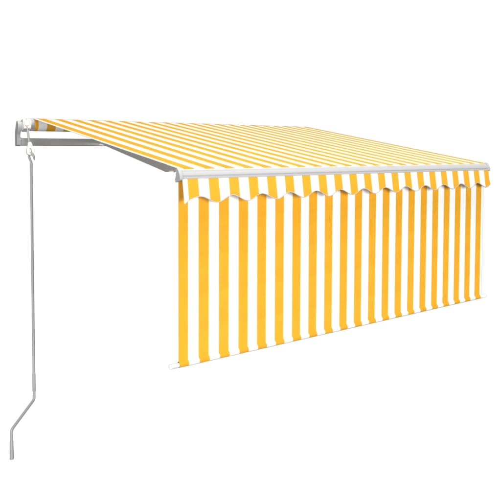 Luifel automatisch uittrekbaar rolgordijn 3,5x2,5 m geel en wit is nu te koop bij PeponiXL, paradijselijk wonen!