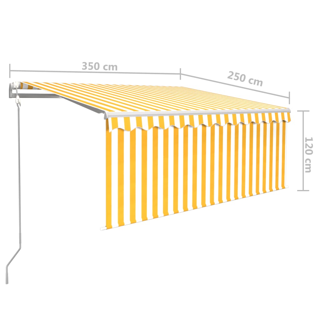 Luifel automatisch uittrekbaar rolgordijn 3,5x2,5 m geel en wit is nu te koop bij PeponiXL, paradijselijk wonen!