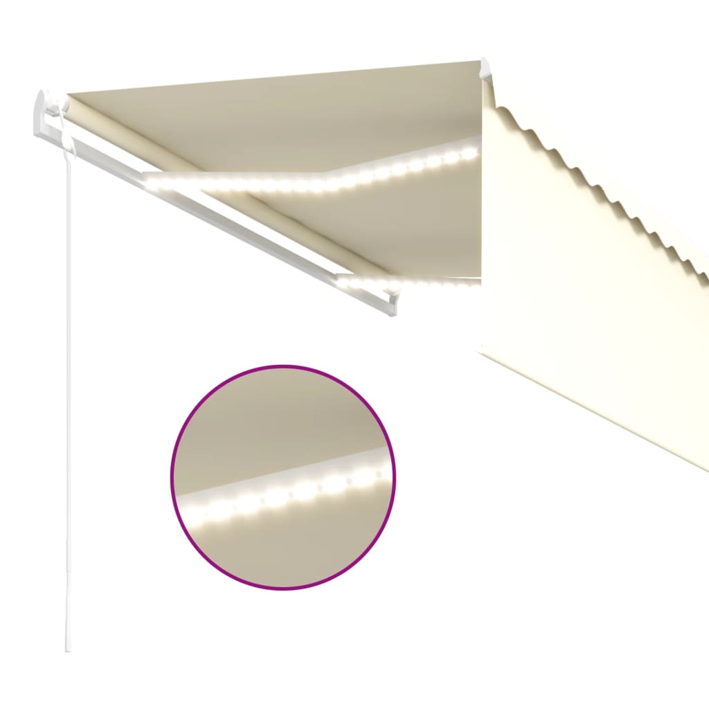 Luifel automatisch rolgordijn LED windsensor 3,5x2,5 m crème is nu te koop bij PeponiXL, paradijselijk wonen!