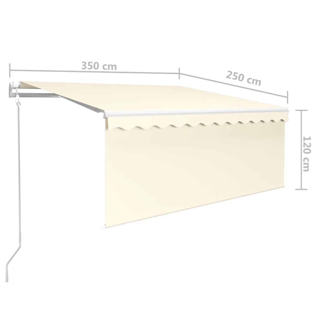 Luifel automatisch rolgordijn LED windsensor 3,5x2,5 m crème is nu te koop bij PeponiXL, paradijselijk wonen!