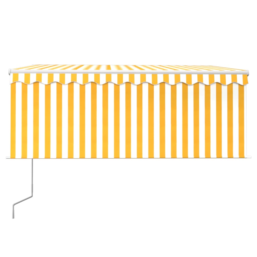 Luifel met rolgordijn, LED en windsensor 3,5x2,5 m geel en wit is nu te koop bij PeponiXL, paradijselijk wonen!