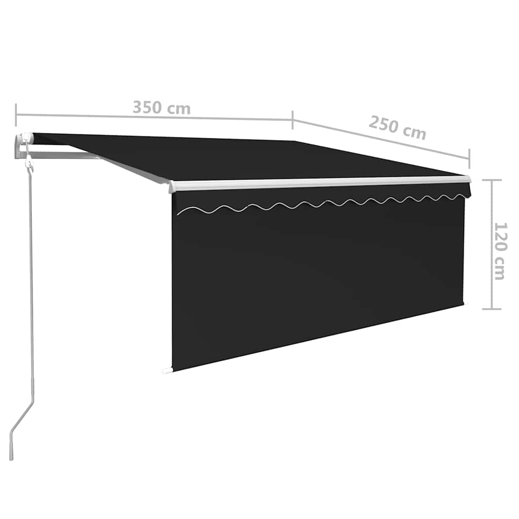 Luifel met rolgordijn, LED en windsensor 3,5x2,5 m antraciet is nu te koop bij PeponiXL, paradijselijk wonen!