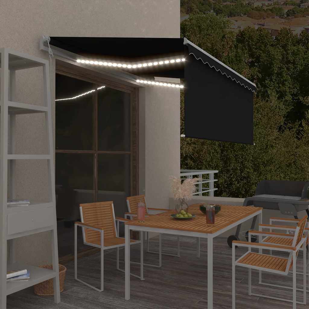 Luifel met rolgordijn, LED en windsensor 3,5x2,5 m antraciet is nu te koop bij PeponiXL, paradijselijk wonen!