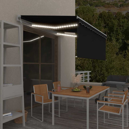 Luifel met rolgordijn, LED en windsensor 3,5x2,5 m antraciet is nu te koop bij PeponiXL, paradijselijk wonen!