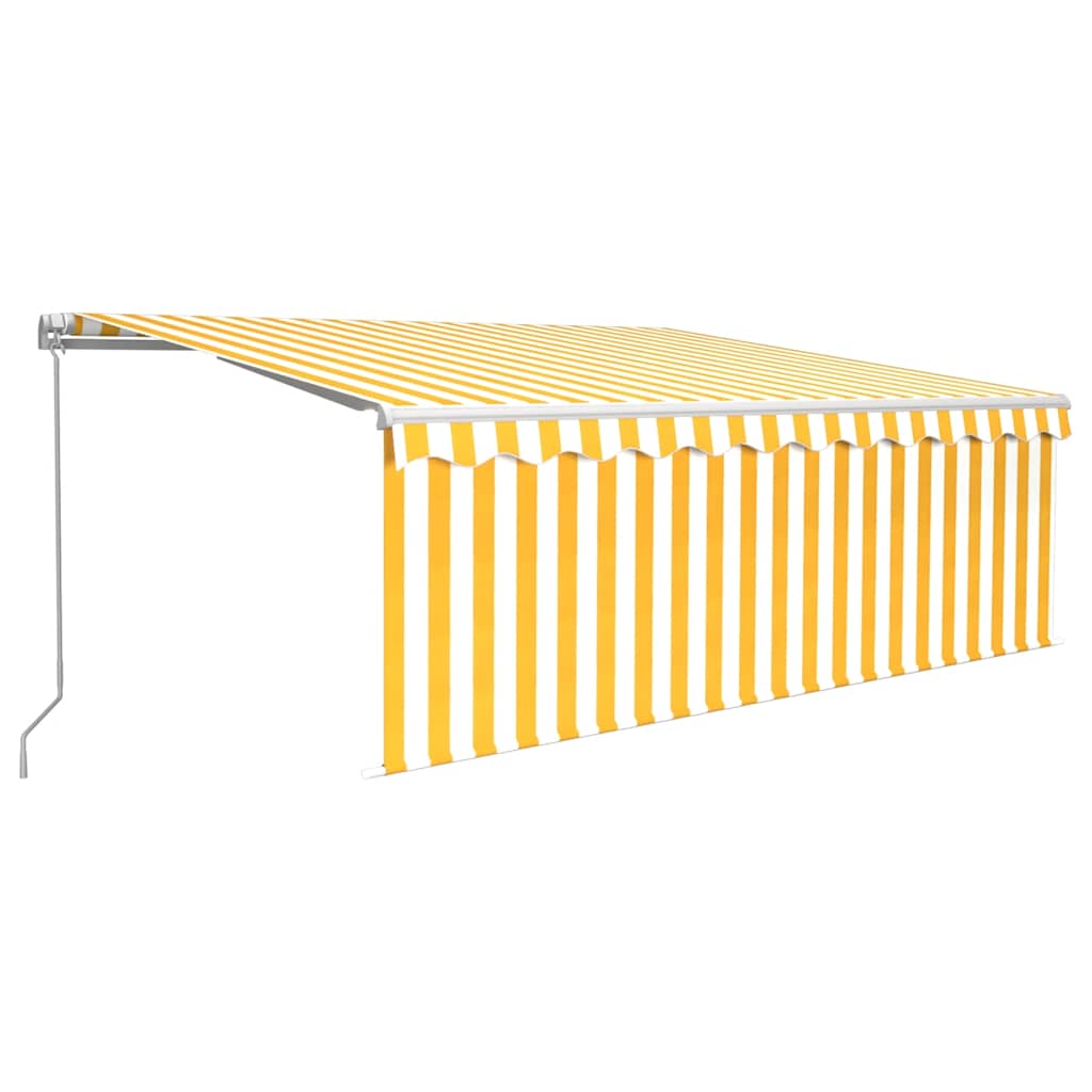 Luifel handmatig uittrekbaar met rolgordijn 4x3 m geel en wit is nu te koop bij PeponiXL, paradijselijk wonen!