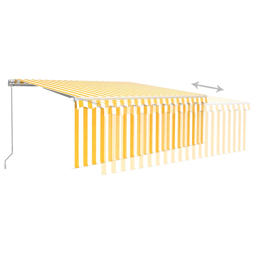 Luifel handmatig uittrekbaar met rolgordijn 4x3 m geel en wit is nu te koop bij PeponiXL, paradijselijk wonen!