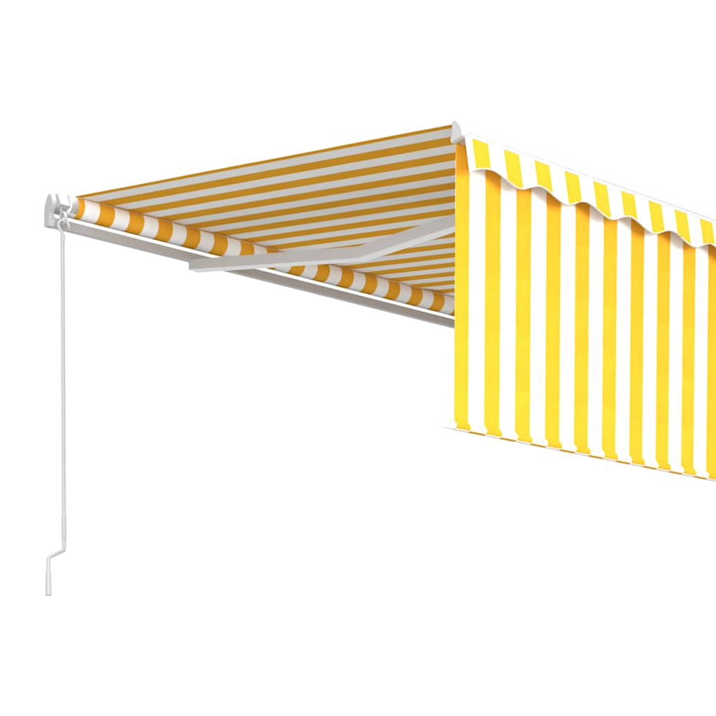 Luifel handmatig uittrekbaar met rolgordijn 4x3 m geel en wit is nu te koop bij PeponiXL, paradijselijk wonen!
