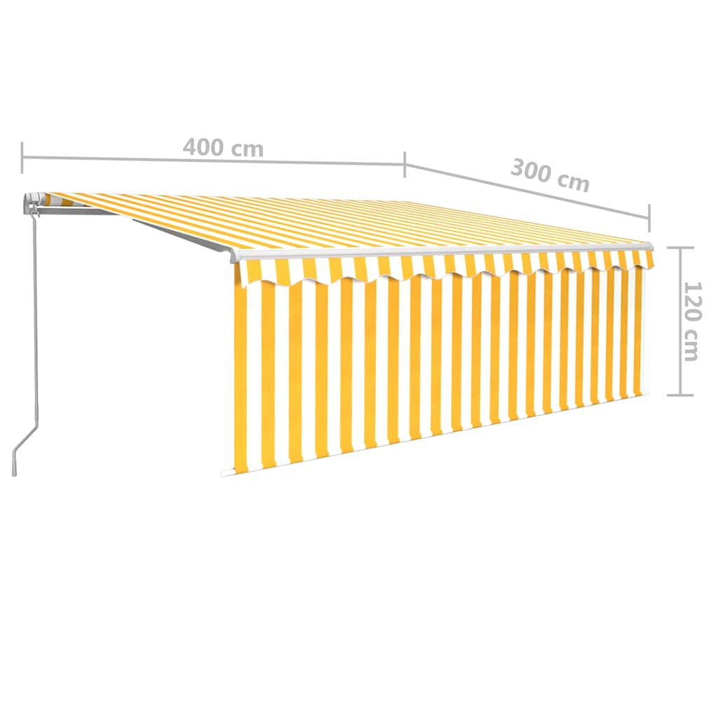 Luifel handmatig uittrekbaar met rolgordijn 4x3 m geel en wit is nu te koop bij PeponiXL, paradijselijk wonen!