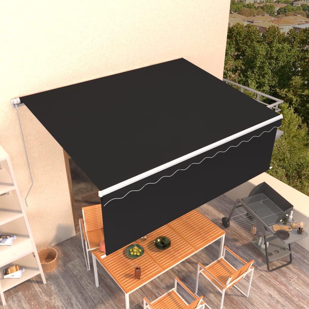 Luifel handmatig uittrekbaar met rolgordijn 4x3 m antraciet is nu te koop bij PeponiXL, paradijselijk wonen!