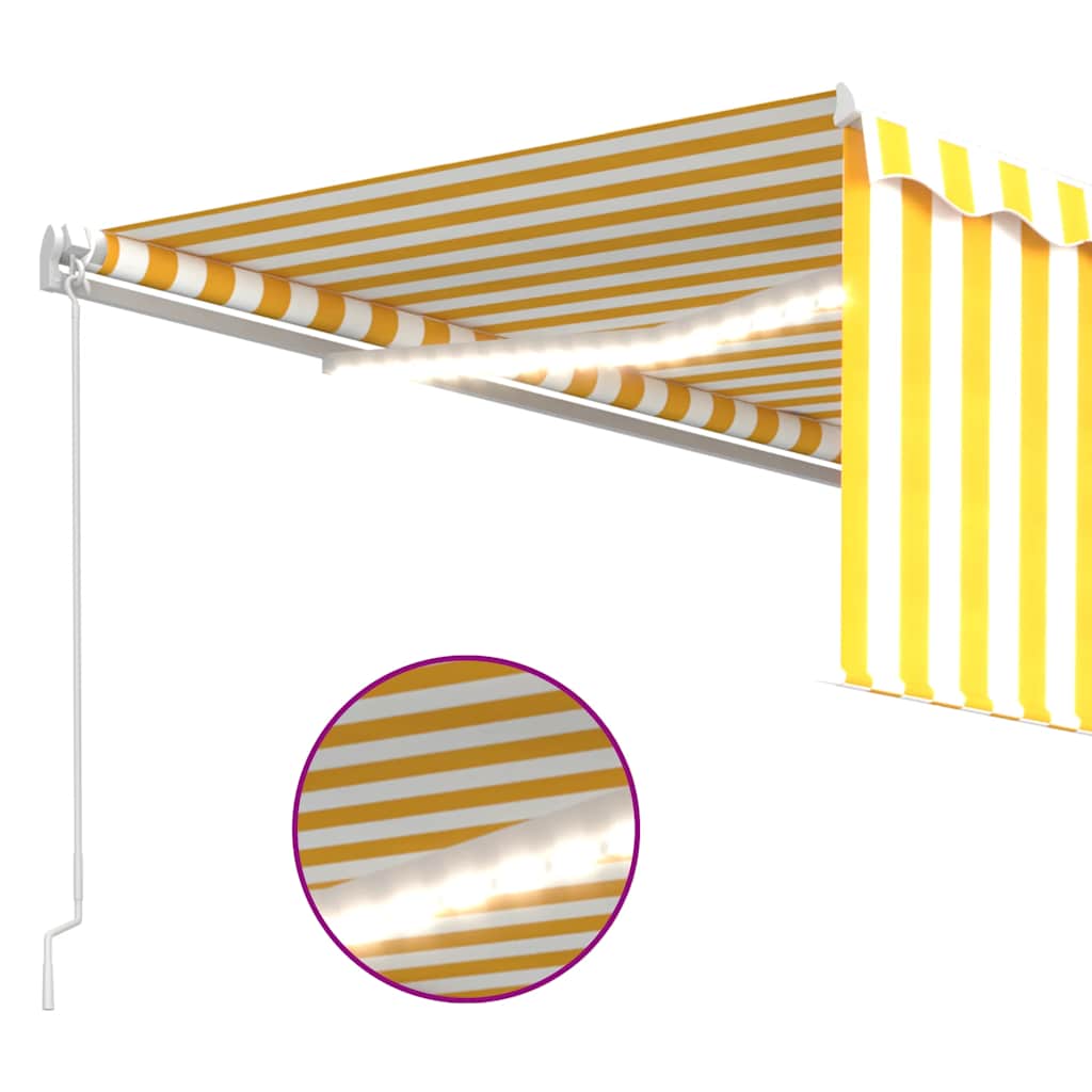 Luifel handmatig uittrekbaar met rolgordijn LED 4x3 m geel wit is nu te koop bij PeponiXL, paradijselijk wonen!