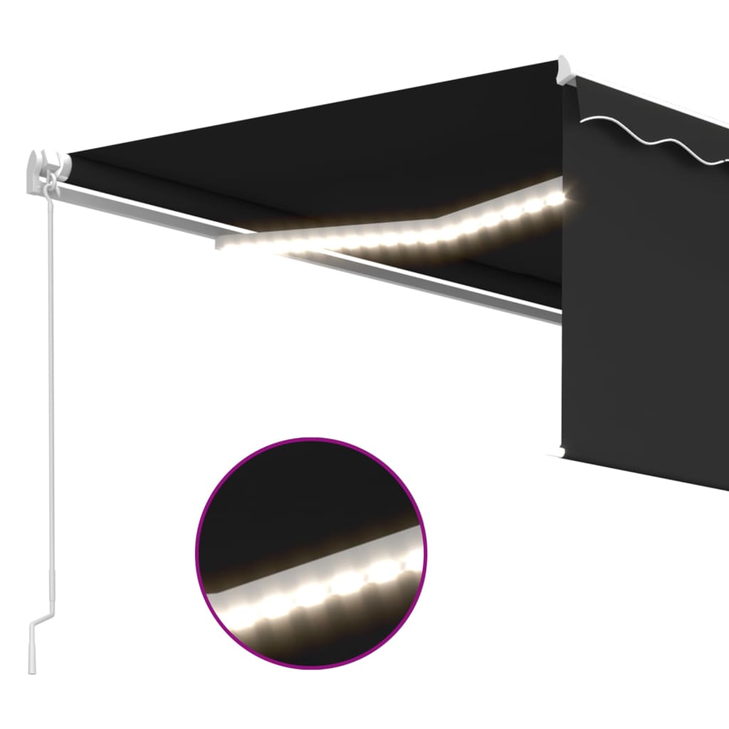 Luifel handmatig uittrekbaar met rolgordijn LED 4x3 m antraciet is nu te koop bij PeponiXL, paradijselijk wonen!