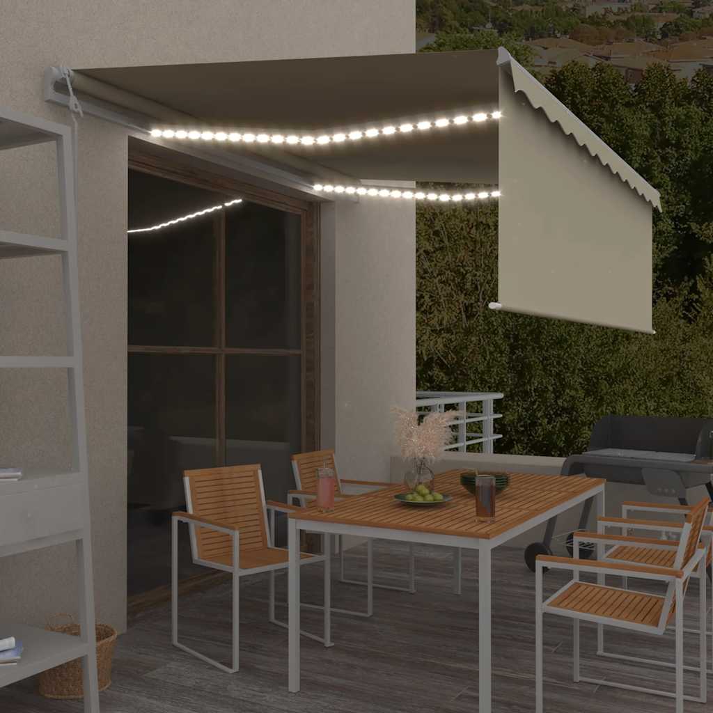 Luifel automatisch met rolgordijn, LED en windsensor 4x3m crème is nu te koop bij PeponiXL, paradijselijk wonen!