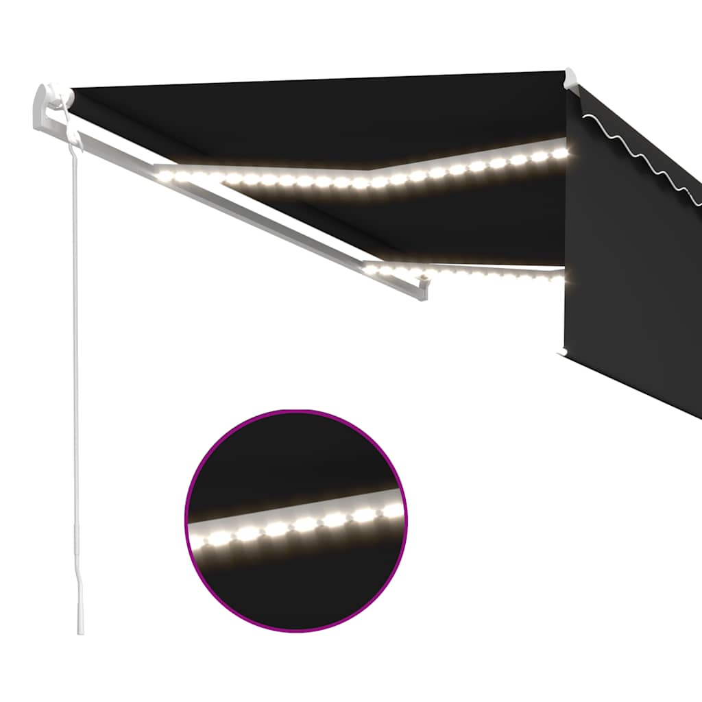 Luifel automatisch met gordijn LED windsensor 4,5x3 m antraciet is nu te koop bij PeponiXL, paradijselijk wonen!