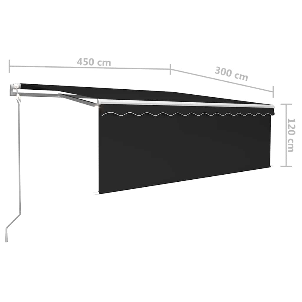 Luifel automatisch met gordijn LED windsensor 4,5x3 m antraciet is nu te koop bij PeponiXL, paradijselijk wonen!