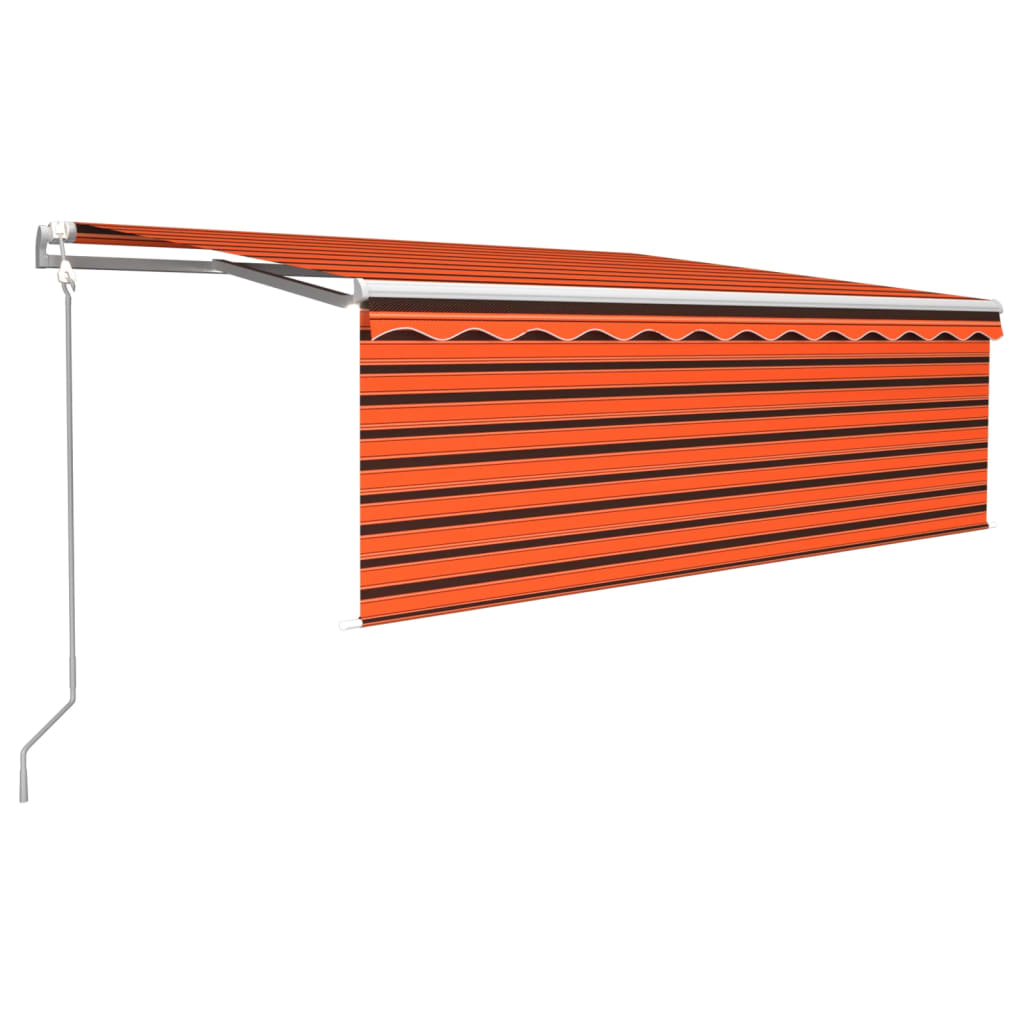 Luifel met rolgordijn, LED en windsensor 4,5x3 m oranje bruin is nu te koop bij PeponiXL, paradijselijk wonen!